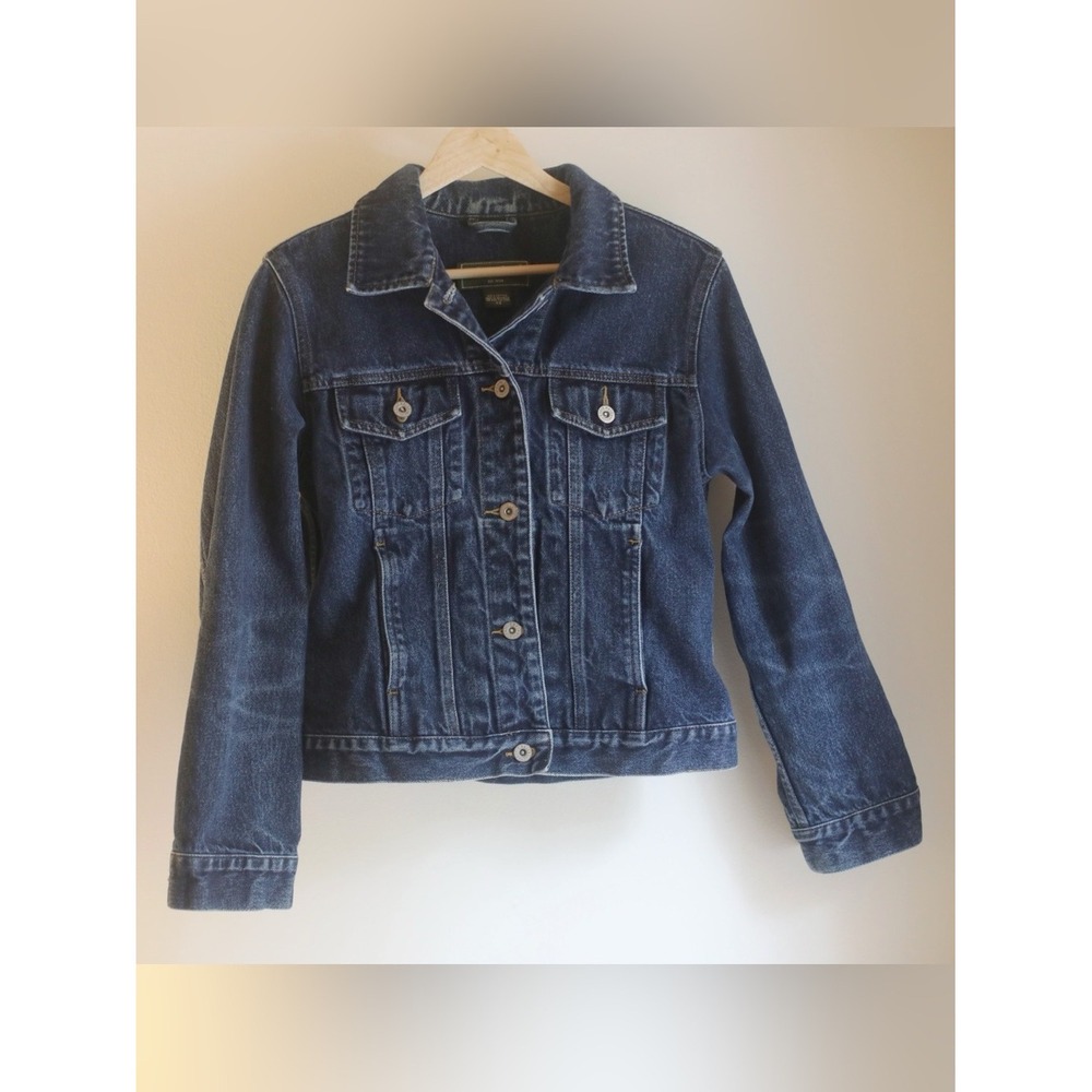 Eddie Bauer Dark Blue Denim Jean Jacket - Classic Button-Front XS